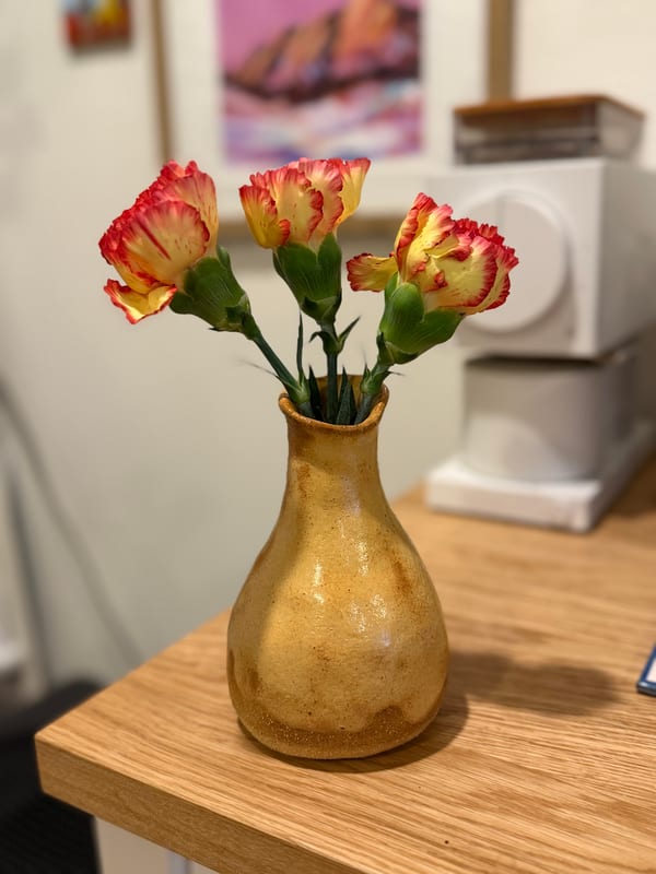 golden shino bud vase