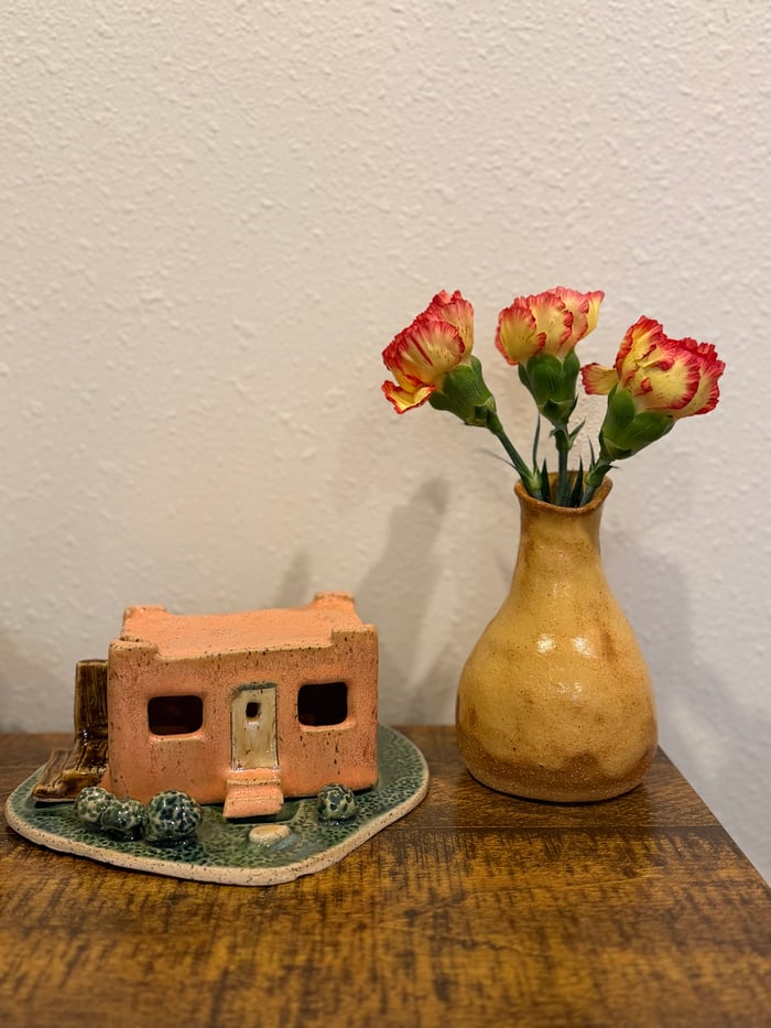 golden shino bud vase — view 2