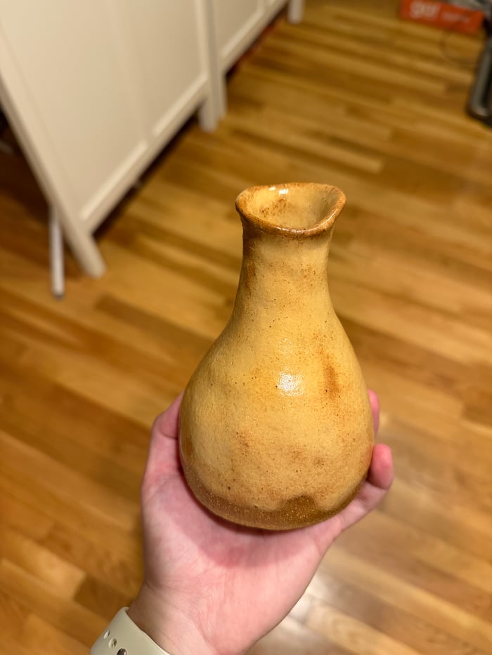 golden shino bud vase — view 3